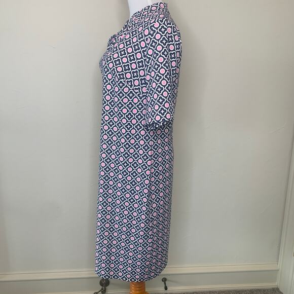 Talbots Plus Athleisure Dress Sz X Blue Pink White Geometric - Picture 9 of 11